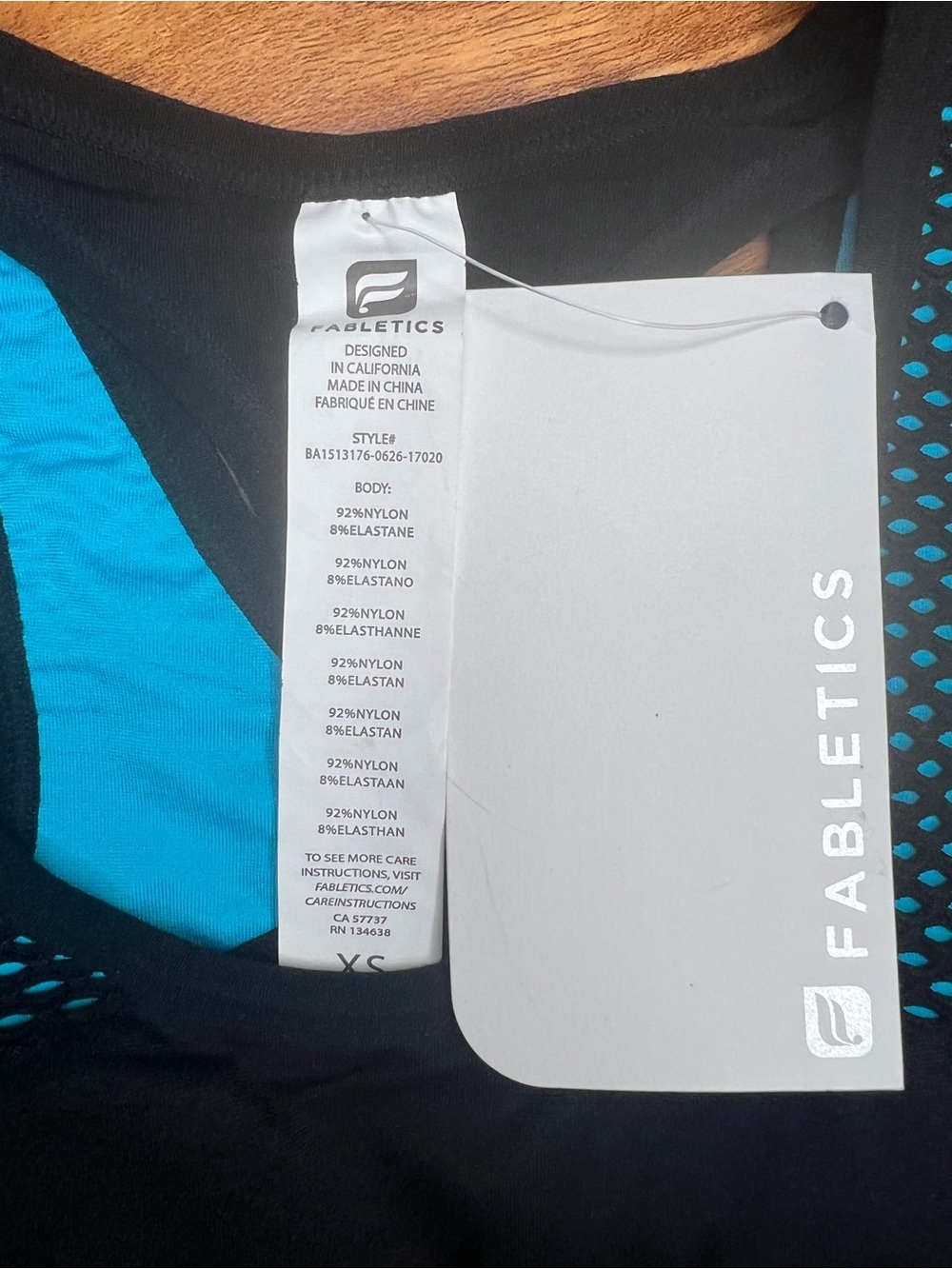 Fabletics Lunada Seamless Sports Bra Black Aqua Workout Athleisure XS New - Picture 5 of 5